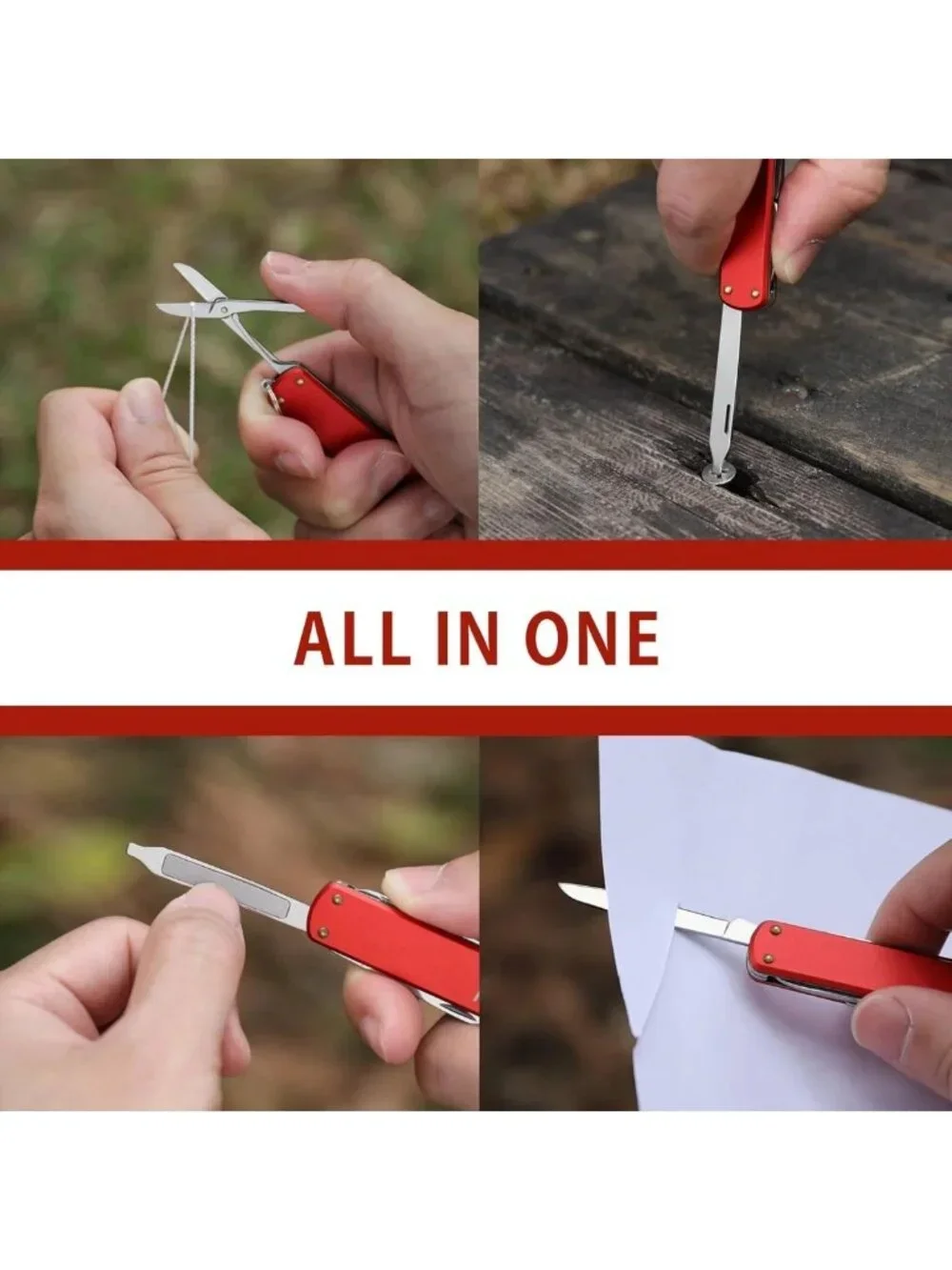 5-in-1 Mini Keychain Multitool Knife with Scissors, Screwdrivers & Nail File